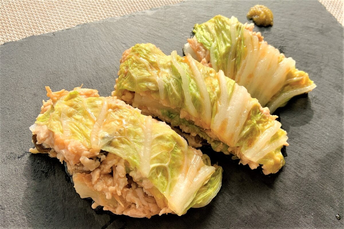 家事ヤロウ「木村拓哉のきのこ入りつくねと白菜の重ね蒸し」