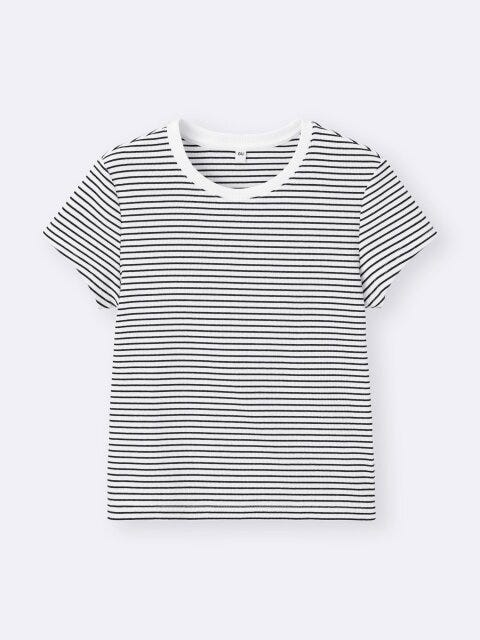 2025gu夏女性リブボーダーT