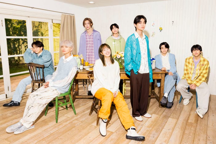 (左から)綱啓永、宮世琉弥、NOA、本田翼、森愁斗、高橋文哉、八村倫太郎、山下幸輝「君の花になる」(C)TBS
