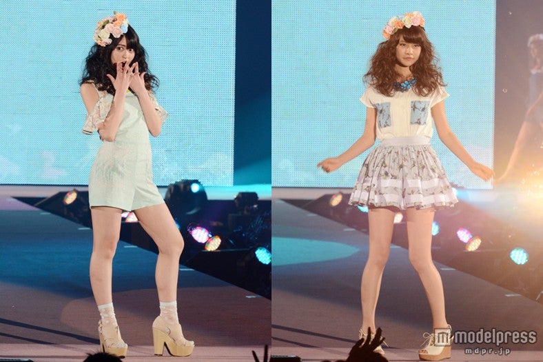 ランウェイを華やかに彩った（左から）前田亜美、阿部マリア
