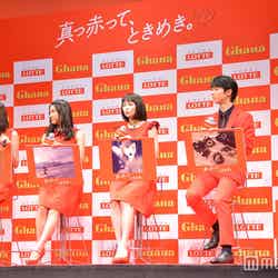 （左より）松井愛莉、土屋太鳳、広瀬すず、羽生結弦選手（C）モデルプレス