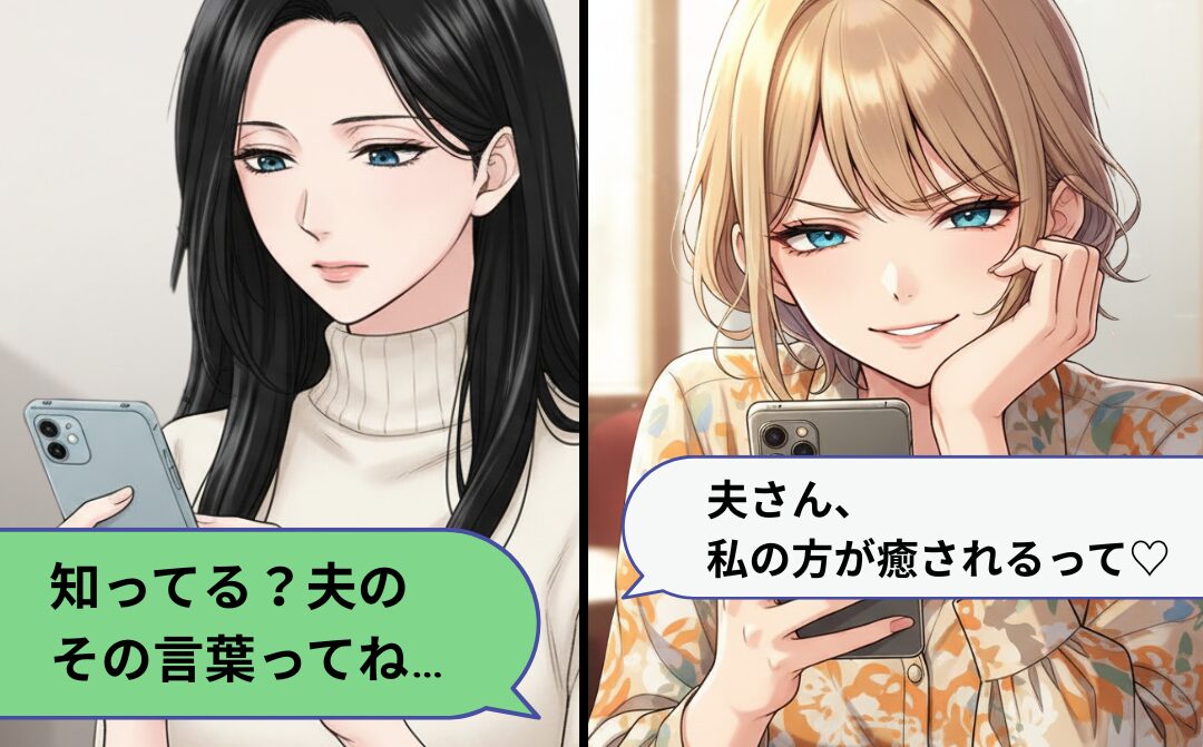 浮気女「私の方が癒されるって♡」妻に“挑発”LINE！？しかし⇒【1枚の写真を添えた返信】で…妻が圧勝！？