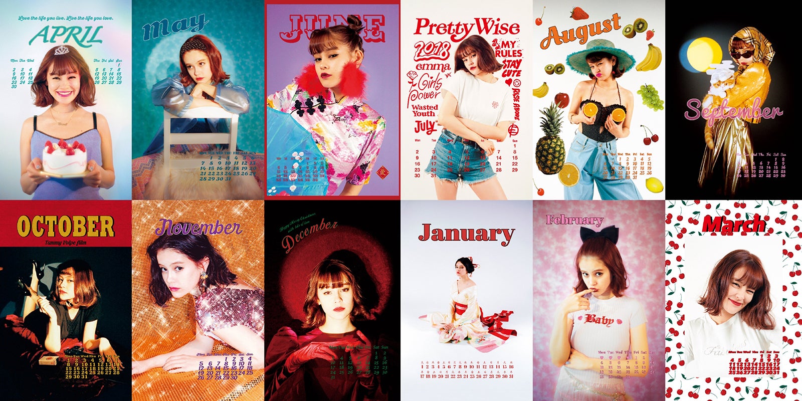 「emma Calendar2018.4-2019.3」全収録月集合ビジュアル（C）SDP