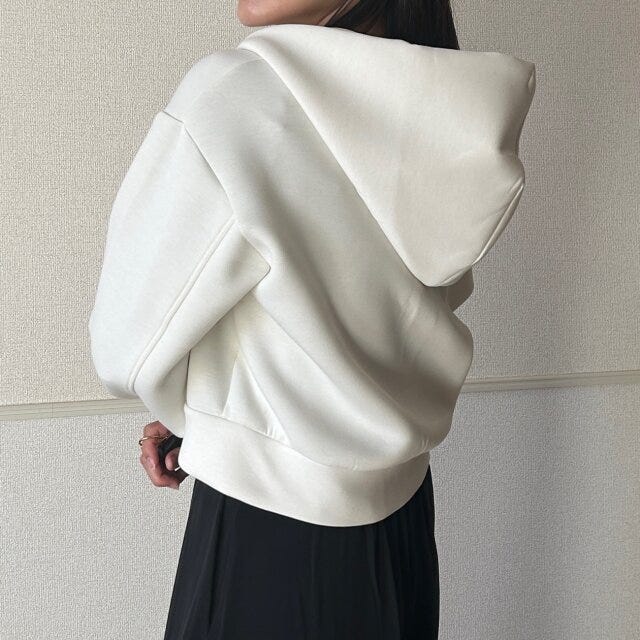 GUパフスウェットフルジップパーカ GUパフスウェットフルジップパーカのフードまわり