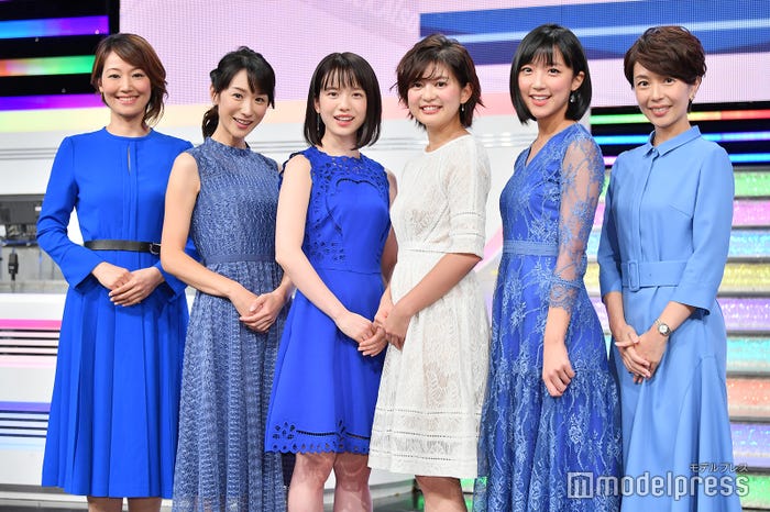 (左から)下平さやかアナウンサー、堂真理子アナウンサー、弘中綾香アナウンサー、並木万里菜アナウンサー、竹内由恵アナウンサー、武内絵美アナウンサー(C)モデルプレス