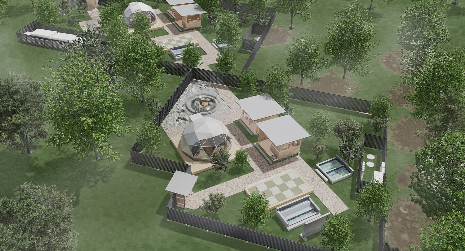 山梨に富士山ビューの2室限定グランピング「dots by Dot Glamping Suite」サウナ&座湯シアター付き