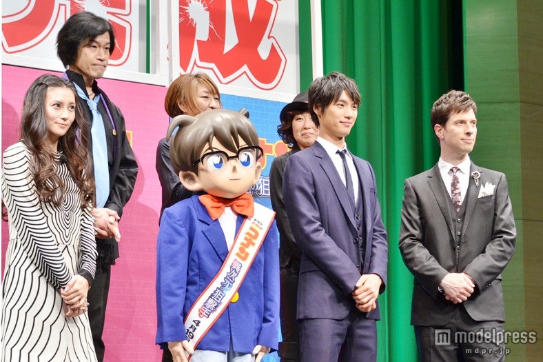（下段左から）柴咲コウ、江戸川コナン、福士蒼汰、パトリック・ハーラン、（上段左から）小山力也、高山みなみ、山崎和佳奈