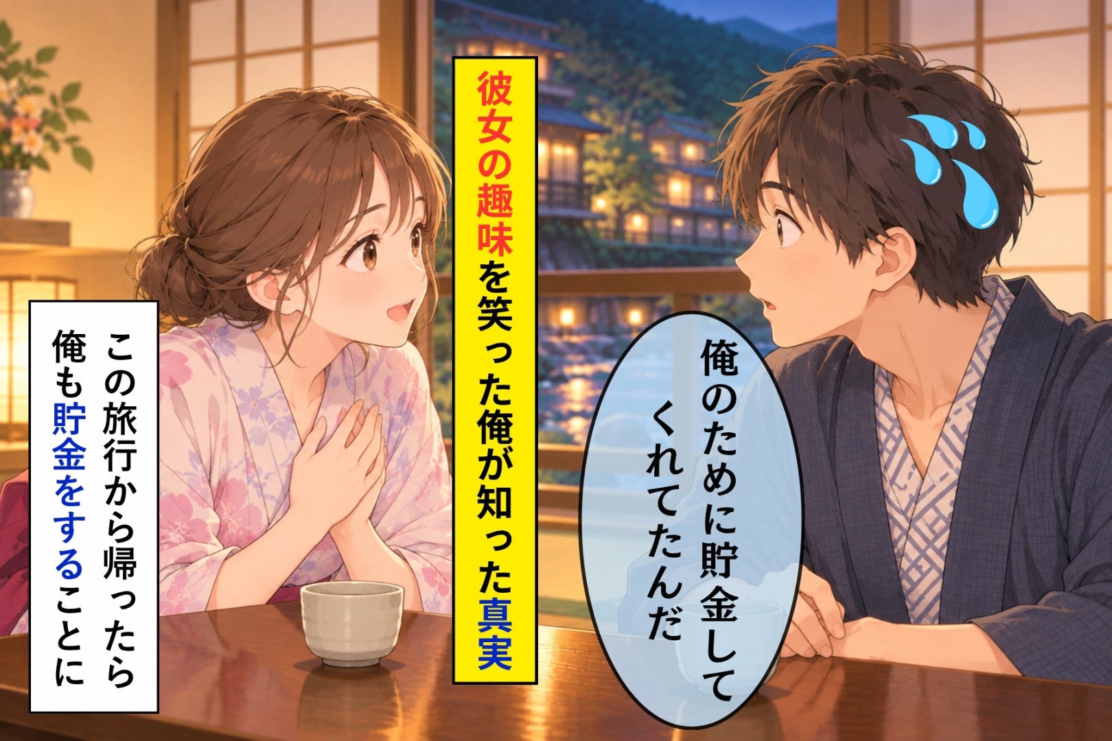 彼女の貯金を「それ生きてて楽しいの？」と笑った俺→旅館の帰りの電車で、飲み込んだ一言