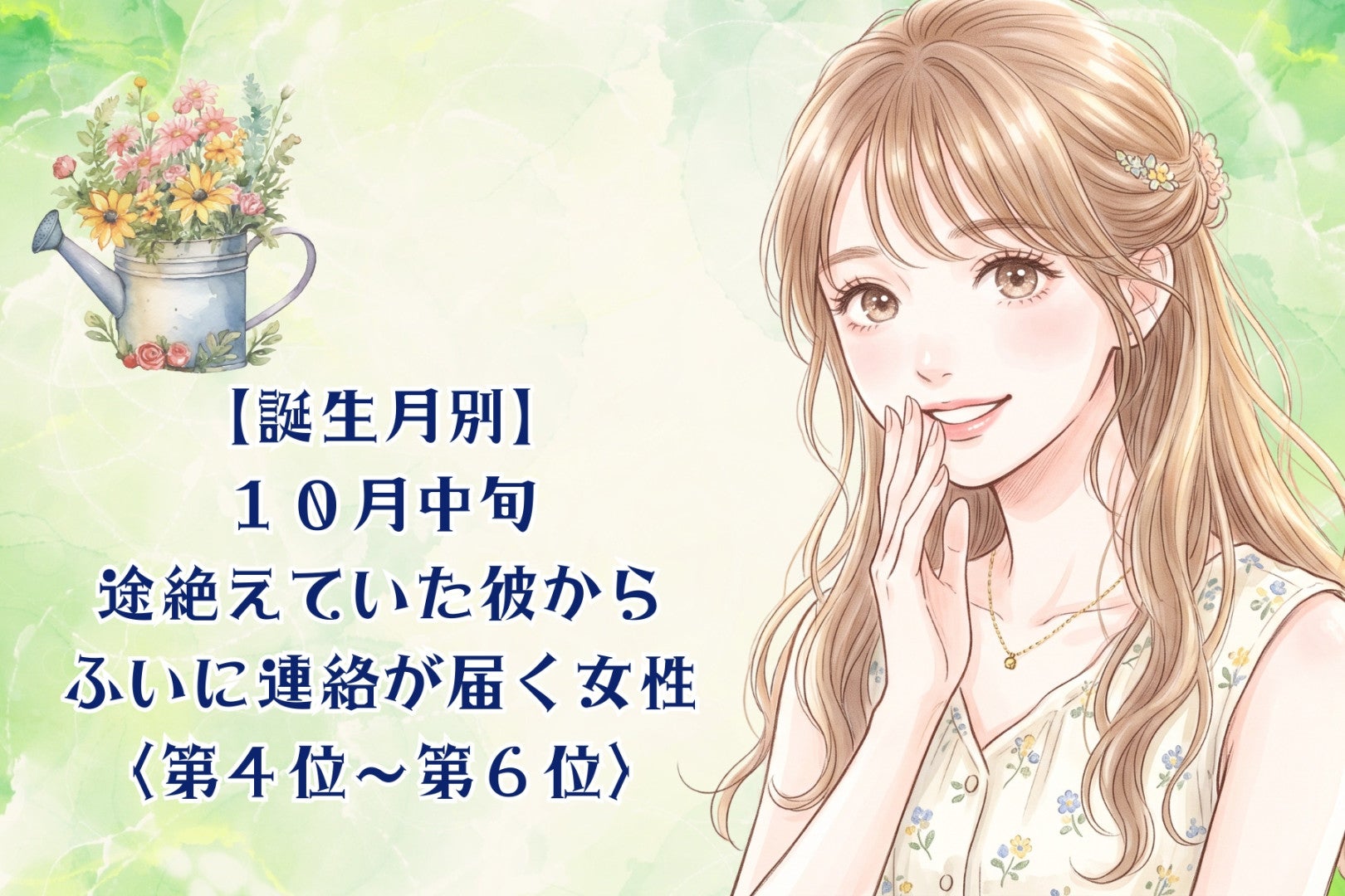 【誕生月別】10月中旬、終わったと思った彼から思いがけず連絡が届く女性ランキング＜第４位～第６位＞