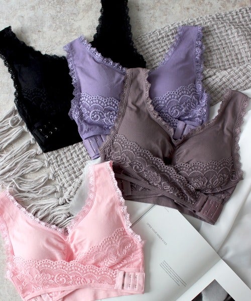 前ホックおやすみブラノンワイヤーナイトブラ