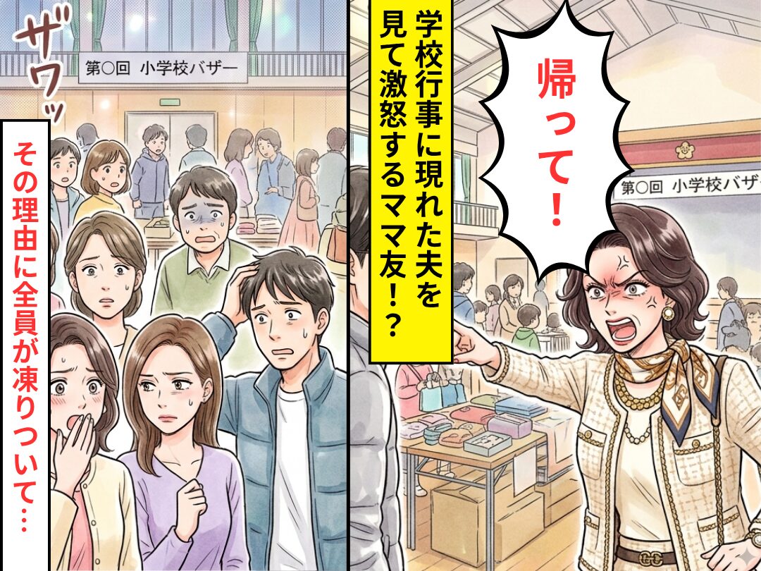 学校行事で…夫を見るなり「帰って！」と怒鳴るママ友！？直後⇒保護者全員が凍りついたワケ
