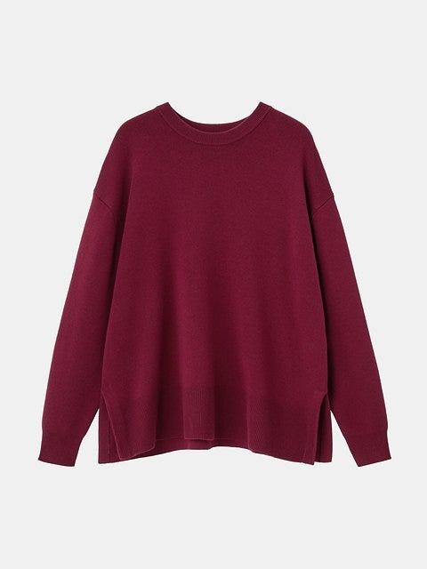 PLSTのウールミックススムースクルーネックセーター