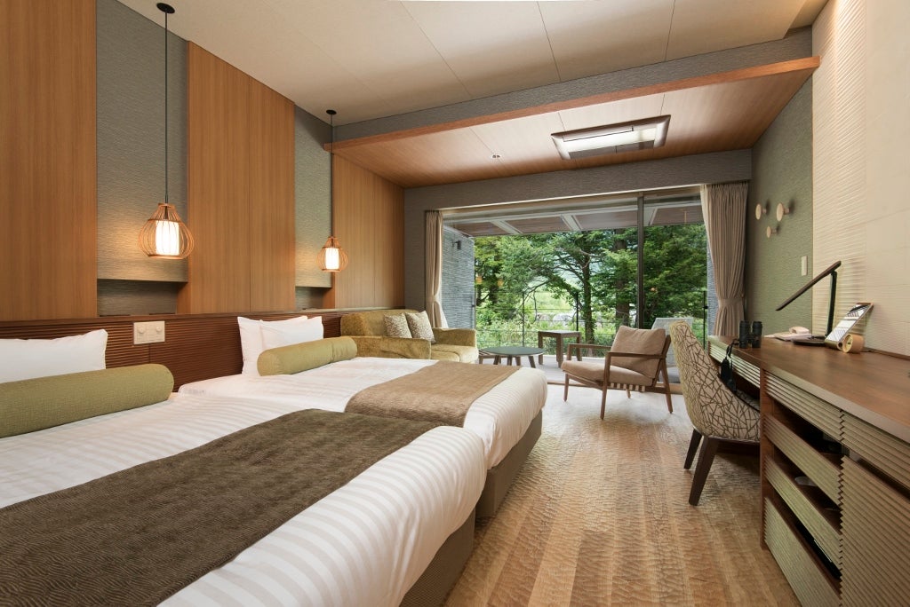 1階　森に囲まれたテラス付客室／画像提供：上高地ホテル白樺荘