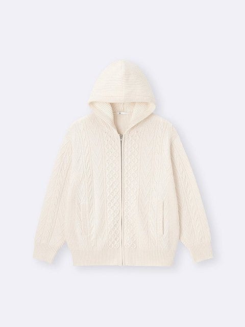 GUのケーブルフルジップパーカ