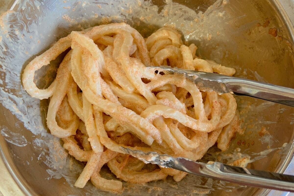 冷やしガーリックたらこうどん