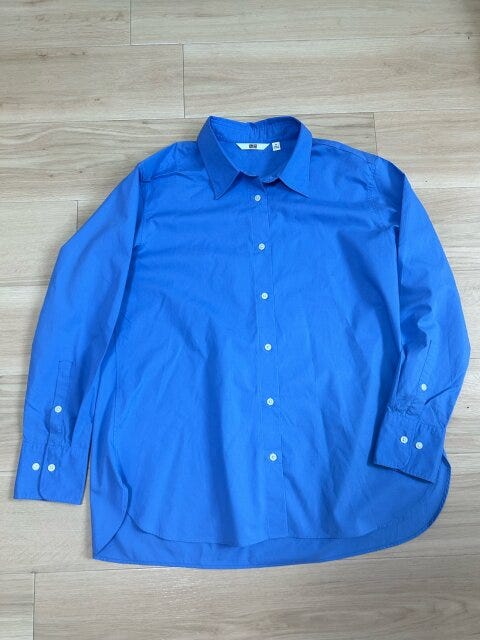 ユニクロ　コットンシャツ　ブルー