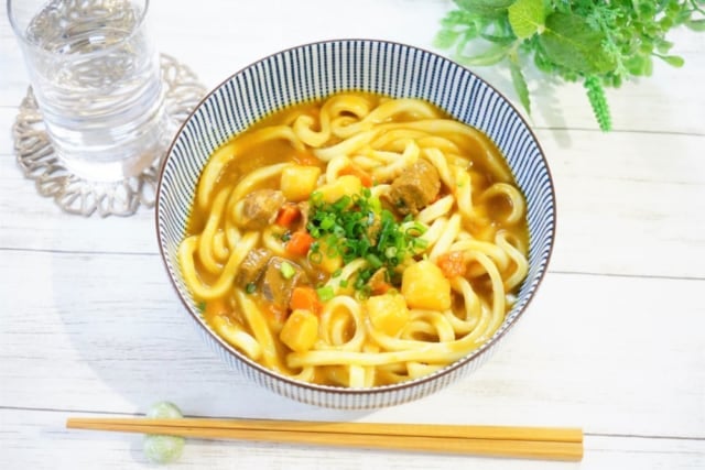 お皿に盛り付けられたカレーうどん