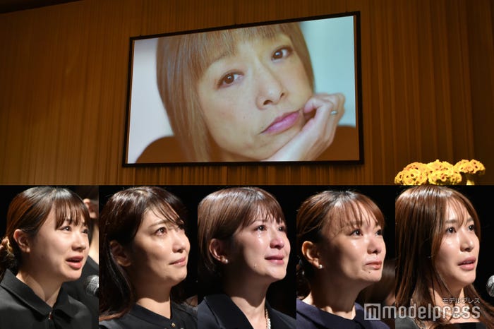 「夏まゆみ 魂に出会う会(お別れの会)」会場の様子(下段左から)石田亜佑美、飯田圭織、矢口真里、保田圭、大島麻衣(C)モデルプレス