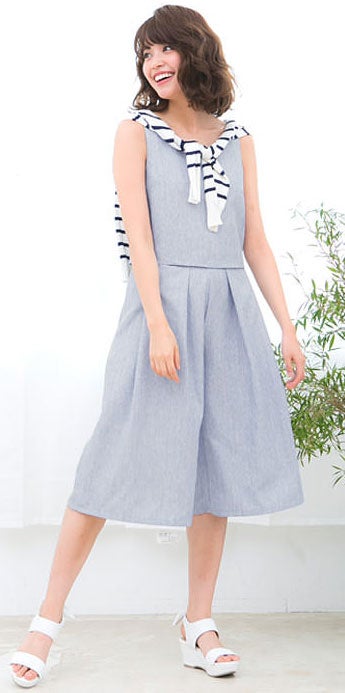 ショート丈ノースリブラウス×ガウチョパンツセットアップ「神戸レタス」3490円（税込）／画像提供：神戸レタス