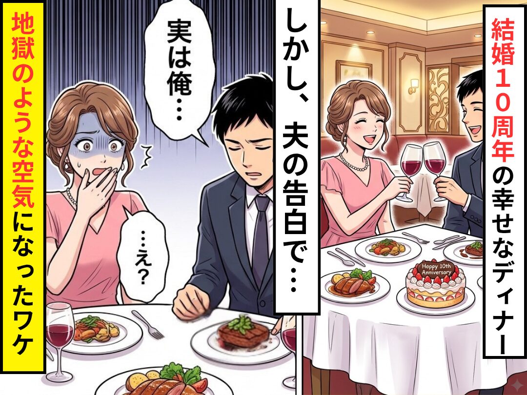 結婚10周年のディナー。しかし⇒夫「実は俺…」たった一言で、地獄のような空気になったワケ
