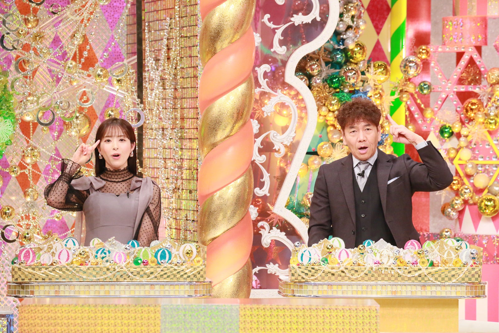 田原萌々、上田晋也（C）テレビ朝日