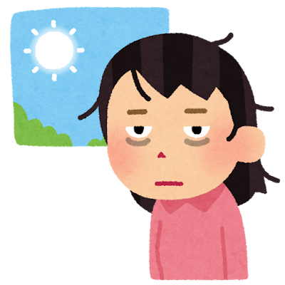 徹夜明けのイラスト(女性)