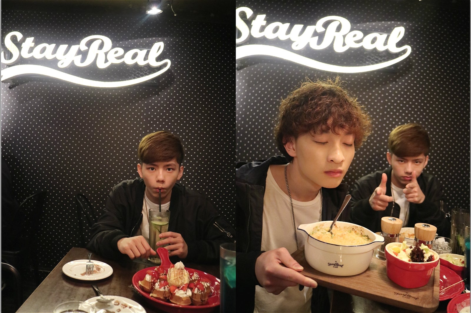 花びらのワッフル「ストロベリー」220TWD、ドリア／マカロニグラタン各種250TWD（ミニサラダ付き）／画像提供：所属事務所