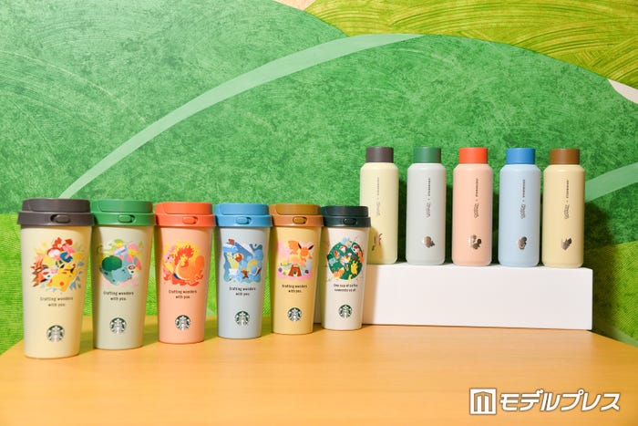 『Pokemon + STARBUCKS ステンレス TOGO ボトル 473mlピカチュウ/フシギダネ/ヒトカゲ/ゼニガメ/イーブイ/コーヒーコネクション』各¥6,600、『Pokemon + STARBUCKS ステンレスボトル 473mlピカチュウ/フシギダネ/ヒトカゲ/ゼニガメ/イーブイ』各 ¥6,600(C)モデルプレス