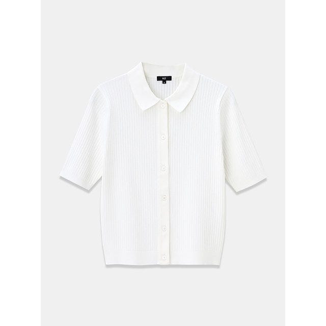 PLST UVカットレーヨンブレンドポロカーディガン PLSTのUVカットレーヨンブレンドポロカーディガン