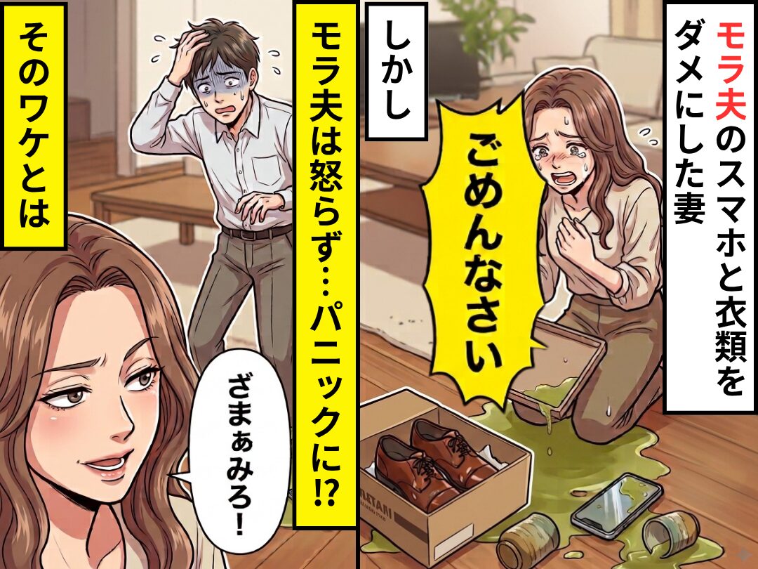 モラ夫の【スマホと衣類】をダメにした妻…しかし⇒夫は“怒らず”パニック！？そのワケに…妻「ざまぁみろ！」