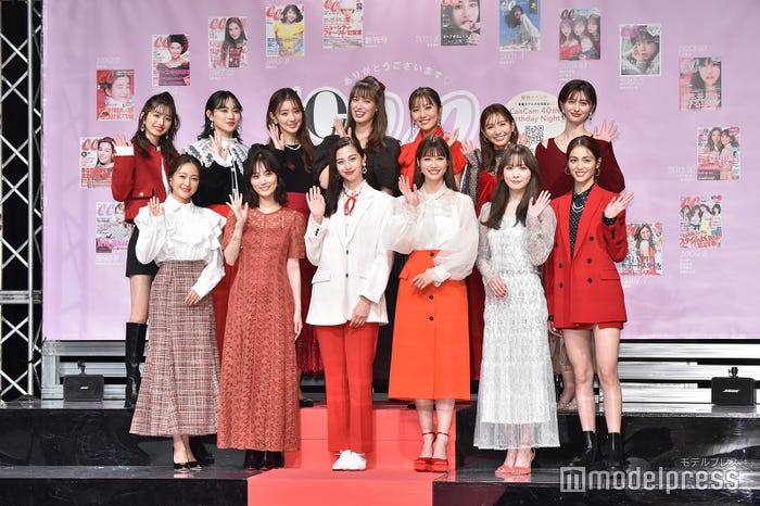 (前列左より)まい、山下美月、中条あやみ、生見愛瑠、加藤史帆、楓(後列左より)小室安未、佐々木莉佳子、宮本茉由、トラウデン直美、石川恋、ほのか、菜波(C)モデルプレス