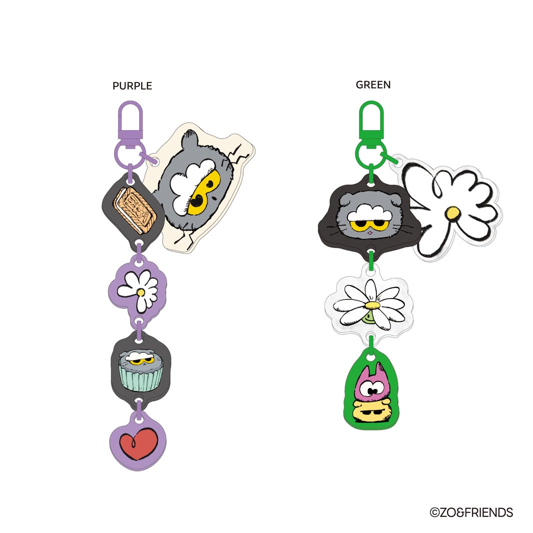 「カラーアクリルチャーム」（グリーン／パープル）各￥1,870（税込）（C）ZO&FRIENDS