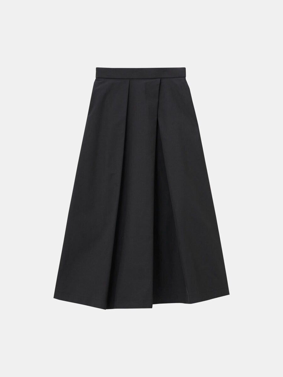plst黒アシンメトリーフレアスカート