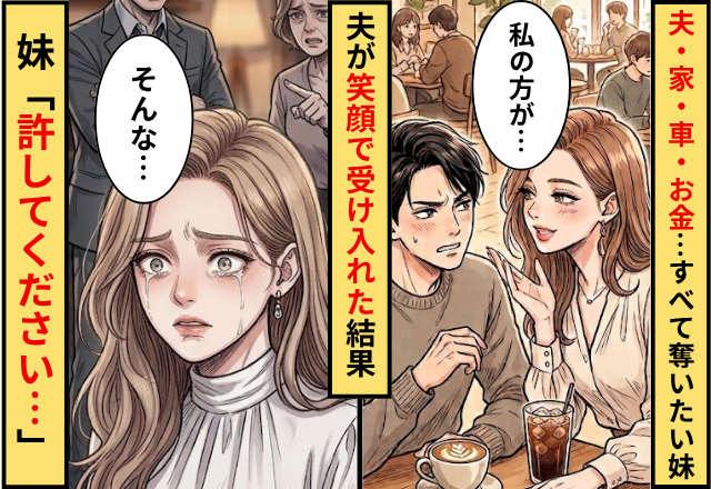 【夫】も【家】も【車】も【お金】もすべて奪おうとする妹！⇒夫「いいよ」妹を笑顔で受け入れた結果…妹「許してください」