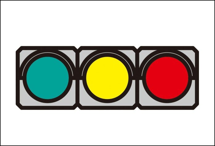 正解は「A」（青信号は左側）