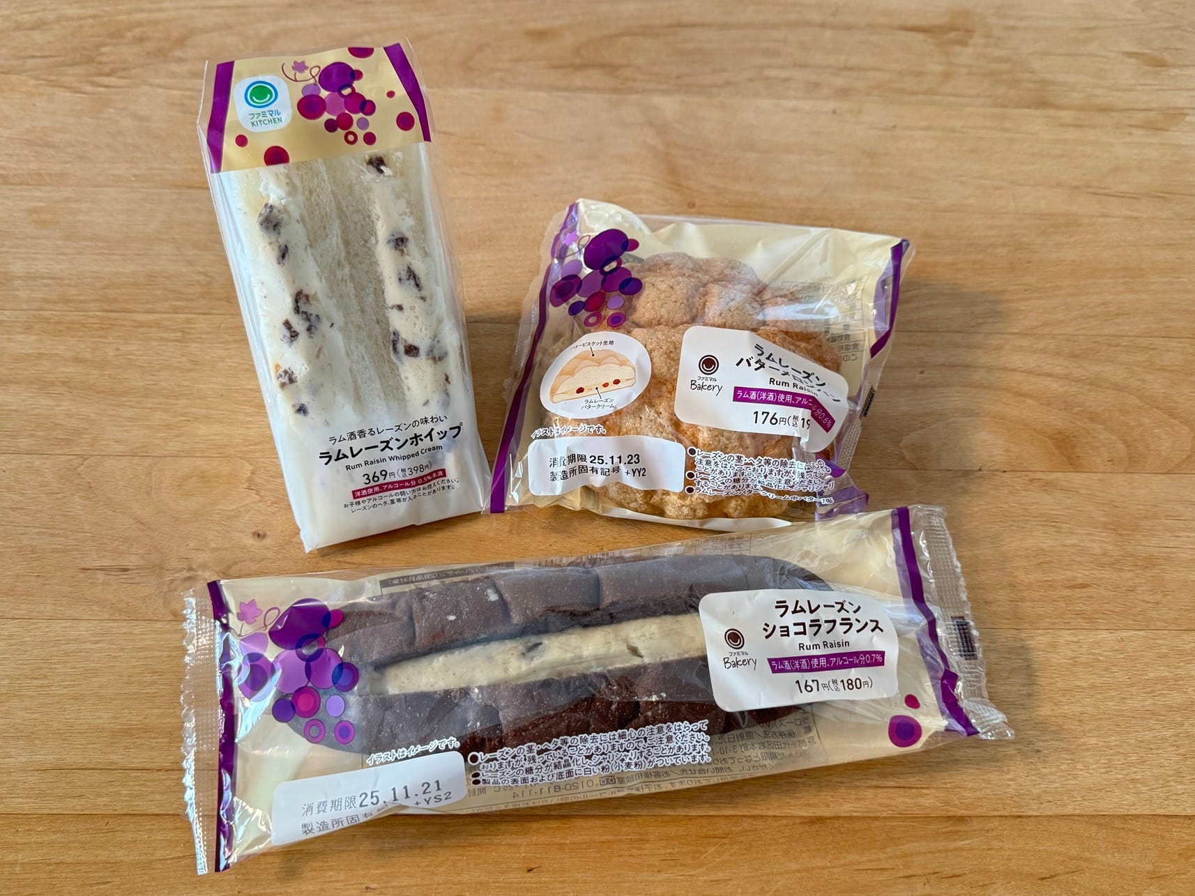 ラムレーズンを使ったスイーツパン3品