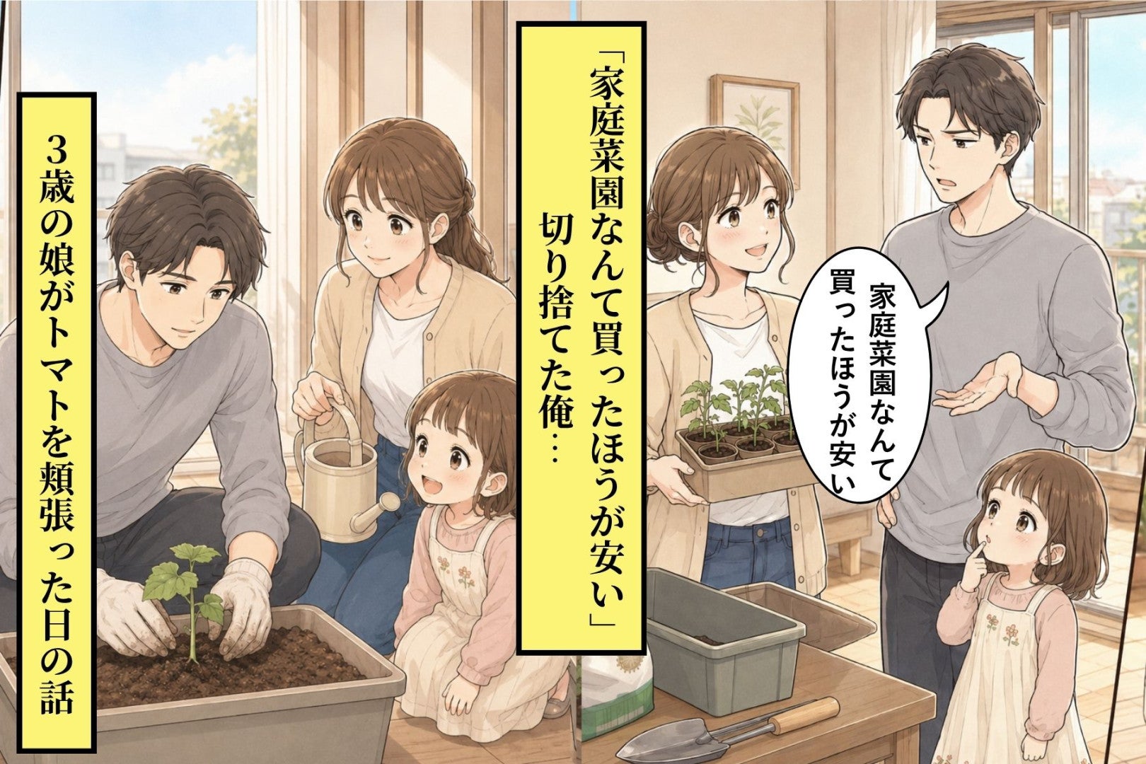 妻のベランダ菜園を「コスパが悪い」と切り捨てた俺。3歳の娘がトマトを頬張った日の話