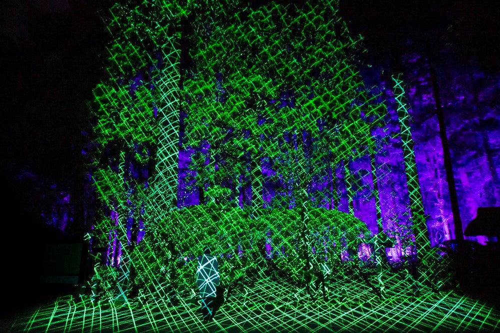 具象と抽象 - 八島社と五重塔の狭間／画像提供：チームラボ