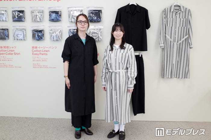 「綿麻 開襟シャツコート」女性の着用イメージ(C)モデルプレス