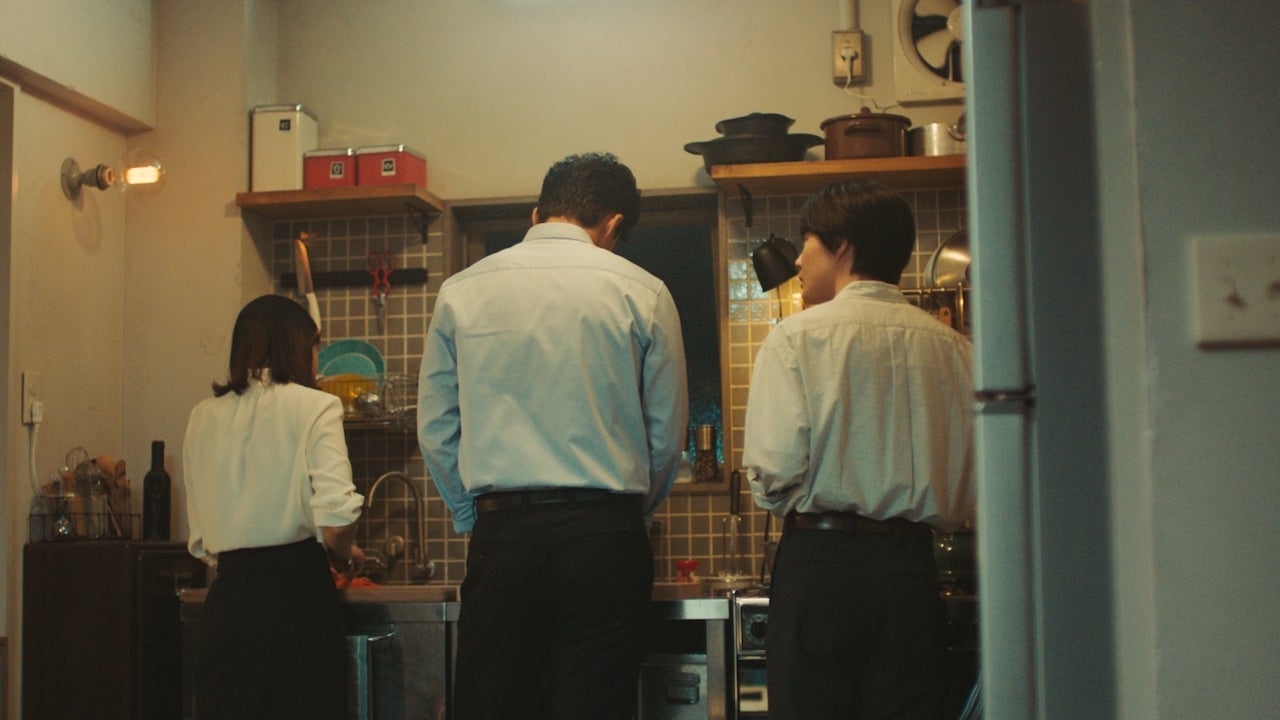 杉咲花、小栗旬、神木隆之介／「うちの満菜みそ汁」篇より（提供写真）