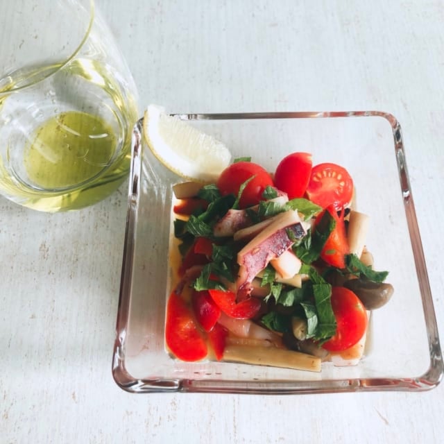 やわらか焼きいかとワイン