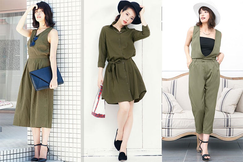 女っぽさが高まる！トレンドカラー「カーキ」で旬な色っぽさを叶えて