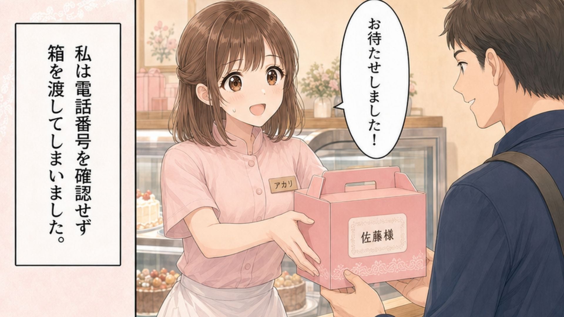【バイト】「予約した佐藤です」ケーキを渡した直後、別の“佐藤さん”が来店…すると【とんでもないミス】が発覚！？