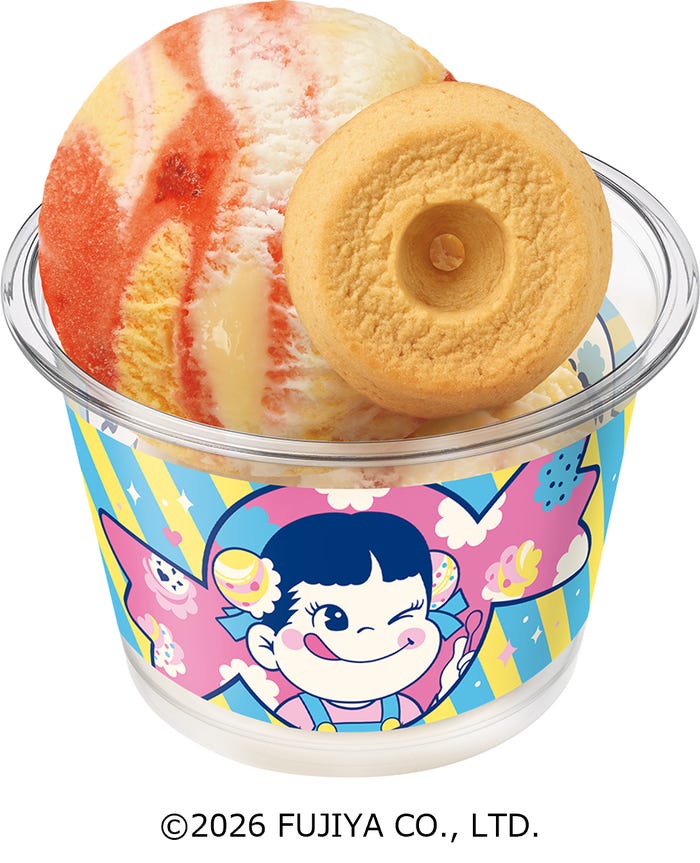 ペコちゃんダブルカップ スモールダブル 510円/レギュラーダブル 760円(C)2026 FUJIYA CO.,LTD.