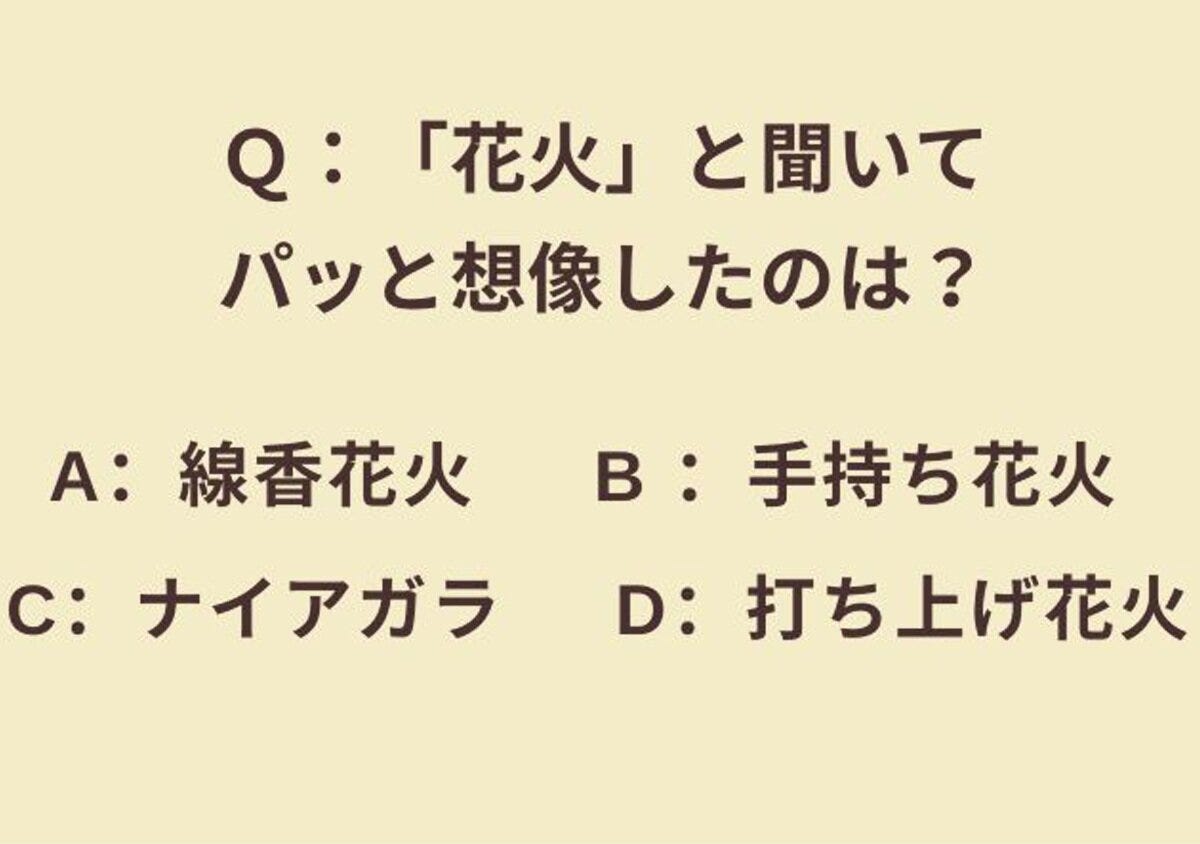 花火と聞いて想像したのは？