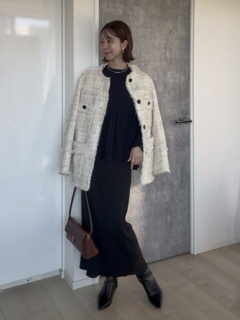 GUペプラムニットプルオーバー GUペプラムニットプルオーバーのタイトスカートコーデ アウター