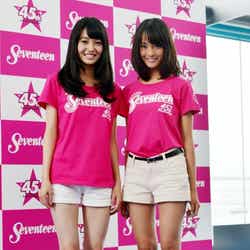 「ミスセブンティーン2013」に選ばれた(左から)田辺桃子、大友花恋