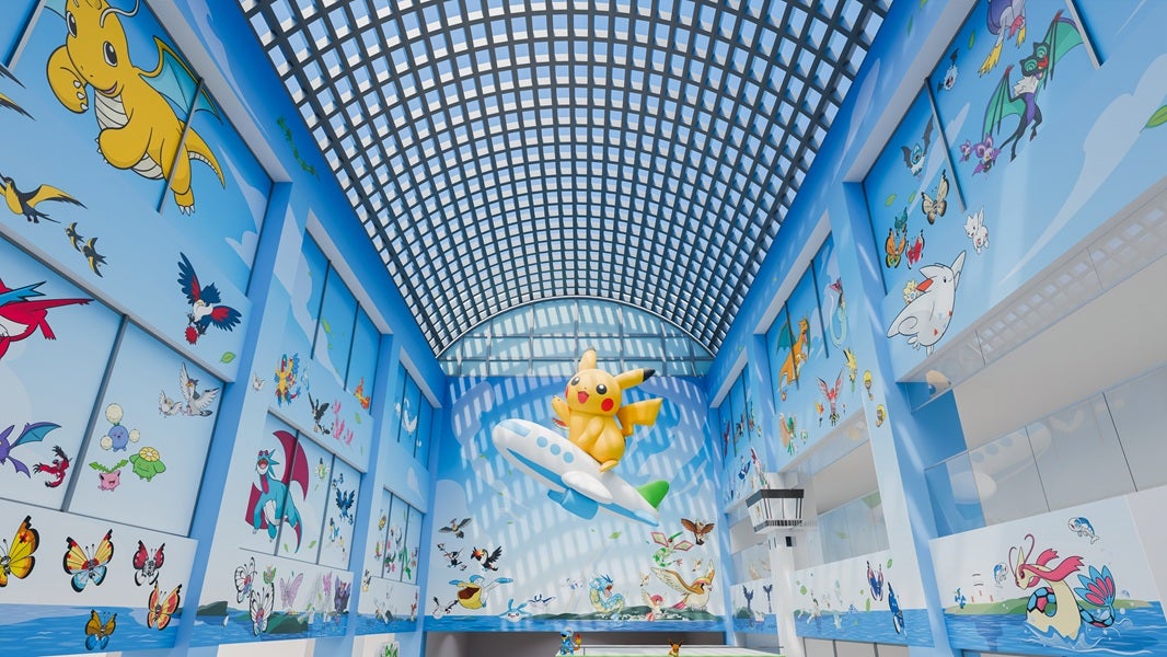 のと里山ポケモン・ウィズ・ユー空港2階 吹き抜け部分（C）Pokemon. （C）Nintendo/Creatures Inc. /GAME FREAK inc. ポケットモンスター・ポケモン・Pokémonは任天堂・クリーチャーズ・ゲームフリークの商標です。