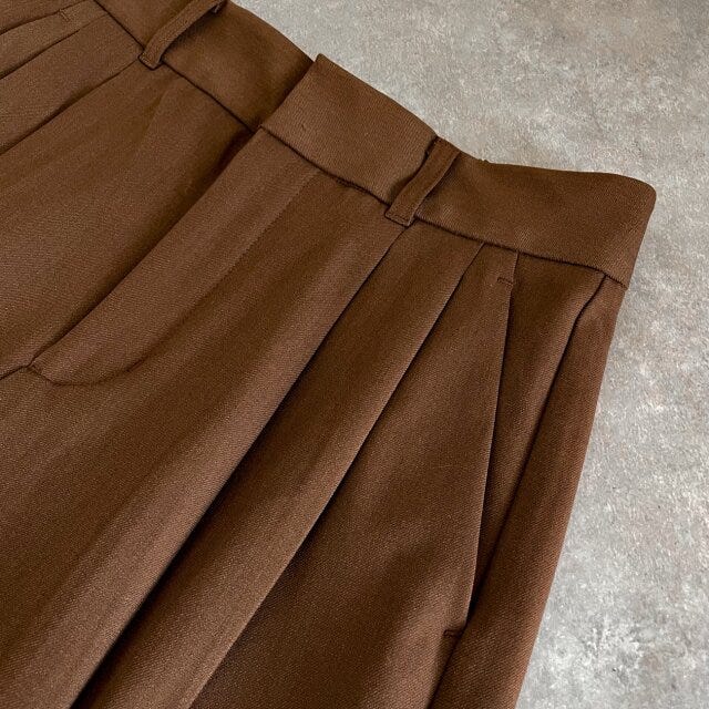 GUブラウンタックワイドパンツ