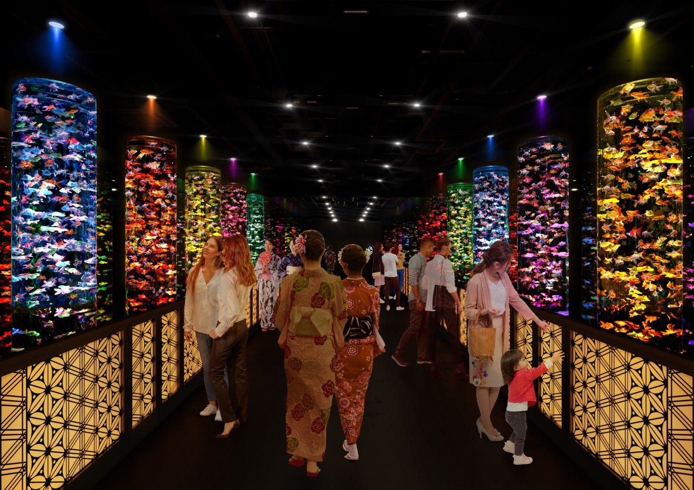 「アートアクアリウム美術館 GINZA」金魚の回廊、折り紙×金魚アートが誘う華やかな幻想世界